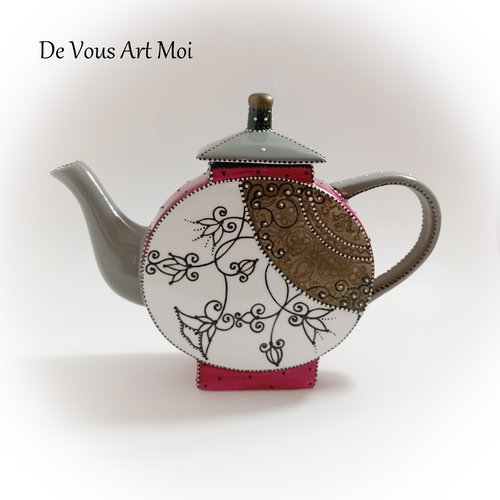 Théière porcelaine colorée céramique porcelaine originale fleurs peinte main artisanale