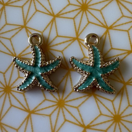 2 breloques étoile de mer vert doré