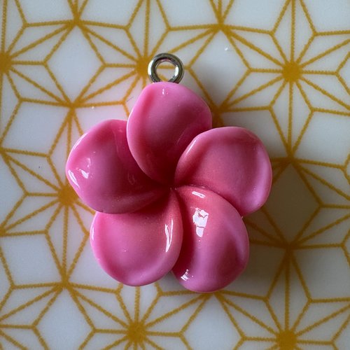 1 breloque fleur rose fuchsia