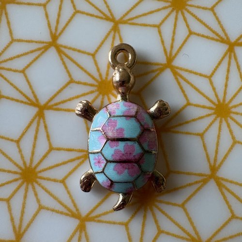 1 breloque tortue dorée bleue rose - pendentif pour créations de bijoux diy