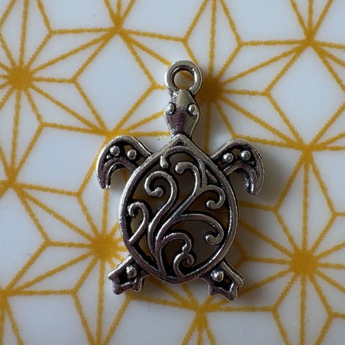 1 breloque tortue argentée - pendentif pour créations de bijoux diy