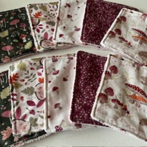 Lot de 10 lingettes lavables et réutilisables