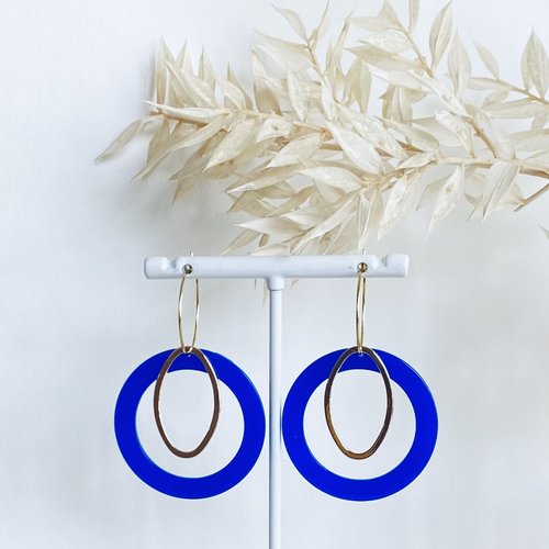Boucles d'oreille alix - bleu electrique avec coffret cadeau
