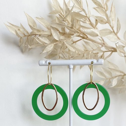 Boucles d'oreille alix - vert transparent avec coffret cadeau