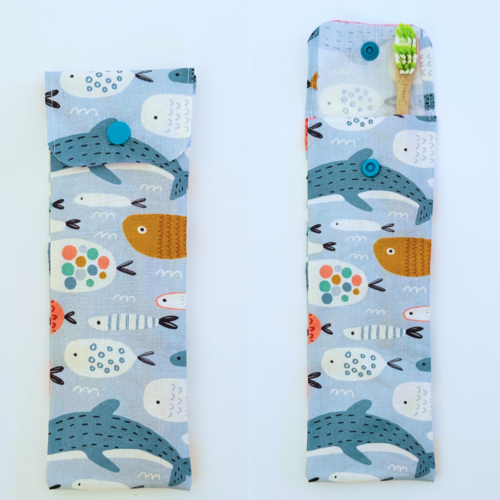 Pochette brosse à dents en coton enduit