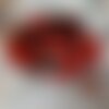 Aumônière en soie sauvage rouge et sa fleur en satin noir au coeur de strass