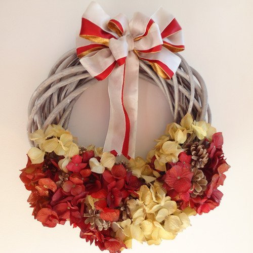 Couronne de noël pour porte d'entrée hortensia - Un grand ...