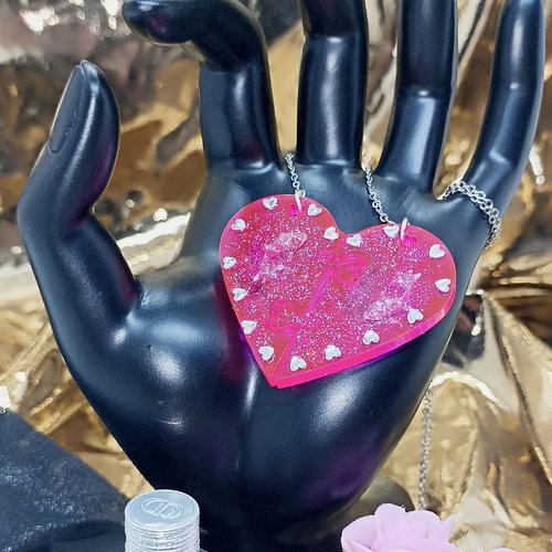 Collier rose "cœur"