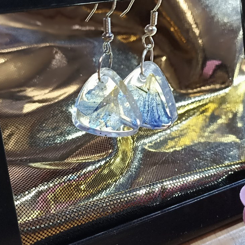 Boucles d'oreilles fleurs bleu