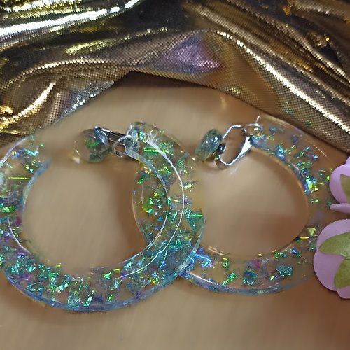 Boucles d'oreilles créoles bleu
