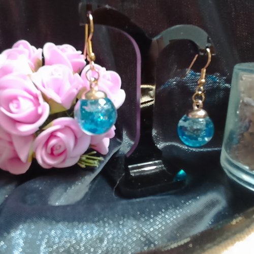 Boucles d'oreilles "boules" bleues