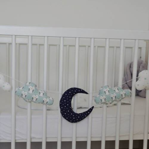 Guirlande lune, nuages à personnaliser. décoration chambre bébé