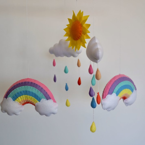 Mobile bébé, arc en ciel pastel. décoration chambre bébé