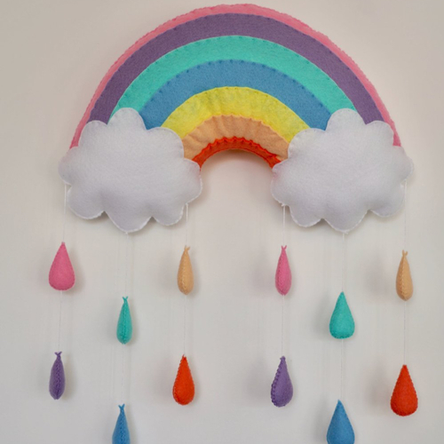 Mobile mural arc en ciel pastel. décoration chambre bébé