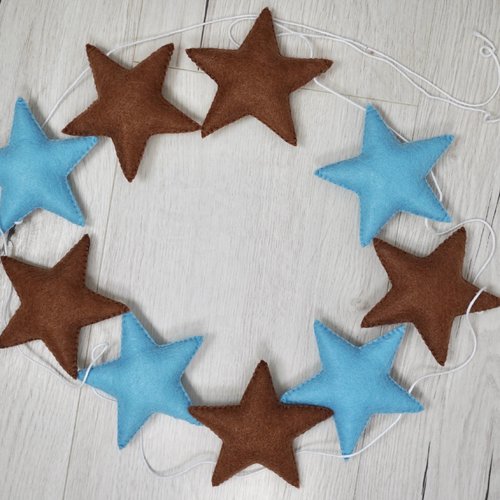 Guirlande d'étoiles, bleu et chocolat. décoration chambre bébé