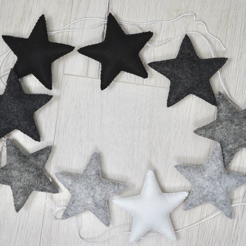 Guirlande d'étoiles, dégradé gris. décoration chambre bébé