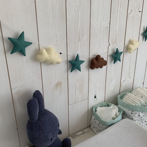 Guirlande nuages et étoiles. décoration chambre bébé