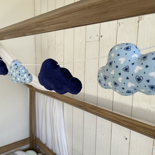 Guirlande de nuages. décoration chambre bébé. cadeau de naissance