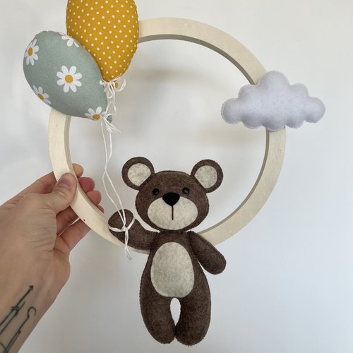 Couronne ours, ballons. décoration chambre bébé. cadeau de naissance