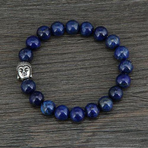 Bracelet en lapis-lazuli naturel de style vintage, cordons élastiques