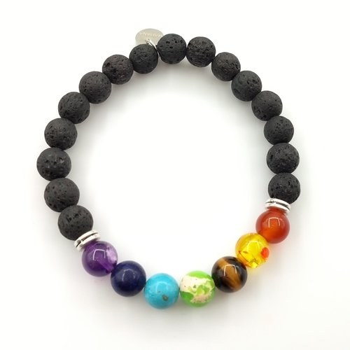 Bracelet pierres des 7 chakras et pierres de lave