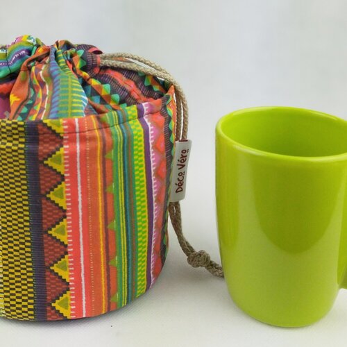 Sac à mug ou tasse forme bourse imperméable colorée