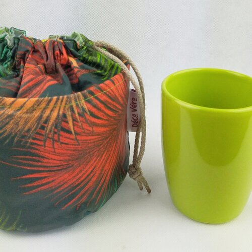 Sac à mug ou tasse forme bourse imperméable feuille de palmier