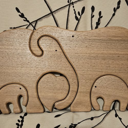 Puzzle 3d en bois éléphants
