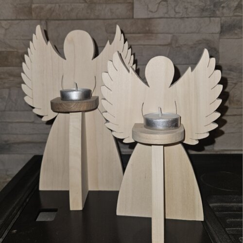 Porte-bougie ange en bois