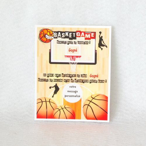 Basket 1 carte jeu à gratter personnalisé ( témoin grossesse annonce demande ticket parrain marraine grattage message original basket