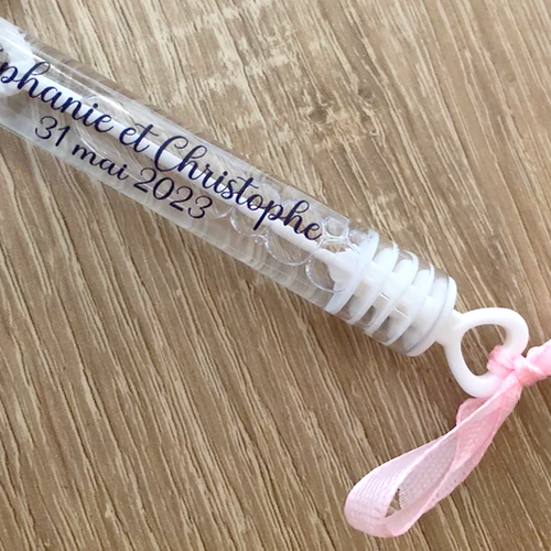 1 étiquette transparente autocollante fiole tube bulle verre cadeau invité mariage bapteme communion anniversaire personnalisé