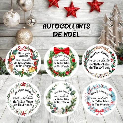 1 autocollant étiquette rond personnalisé cadeau noel noël pro professionnel magasin paquet ruban