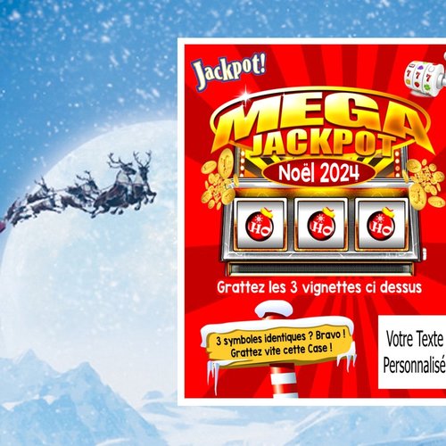 Jackpot noel 2024 : 1 carte  jeu à gratter annonce grossesse demande bébé cadeau noel noël sapin personnalisé personnalisable