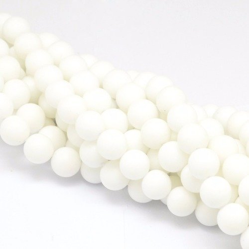 61 perles agate blanche givrées 6mm naturelle - p0020