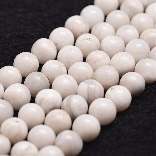 61 perles agate crazy blanc 6mm - crazy agate blanche - p0035