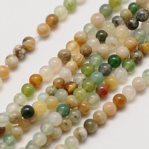 Fil perles agate indienne 2mm naturelle - p0070