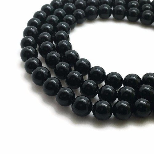 89 perles agate noire 4mm naturelle - perles onyx 4mm - p0091