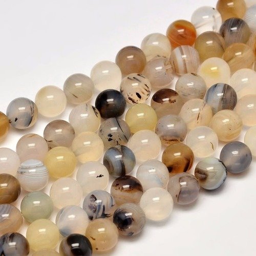 61 perles agate paysage 6mm - p0103