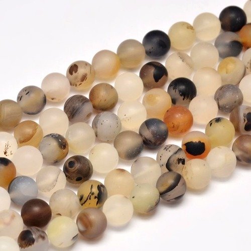 61 perles agate paysage givrée 6mm - p0105