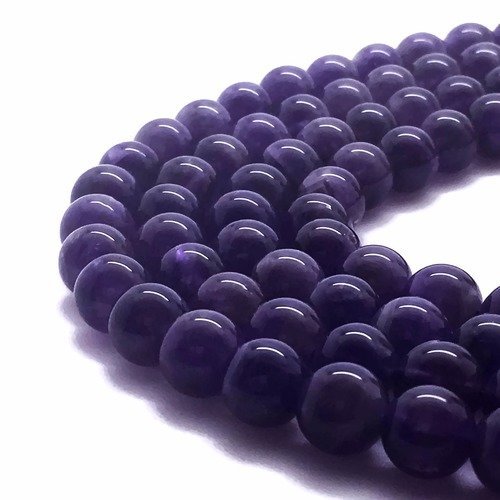 37 perles améthyste 10mm violet naturelles - p0140
