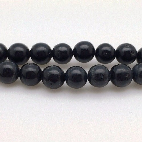47 perles biotite 8mm noire naturelles - p0163
