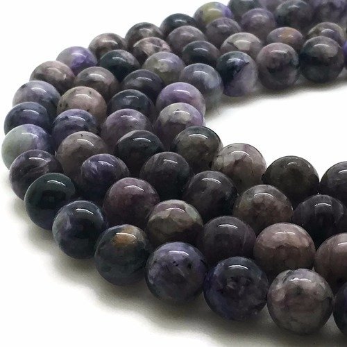 47 perles charoite 8mm violet naturelles - p0173