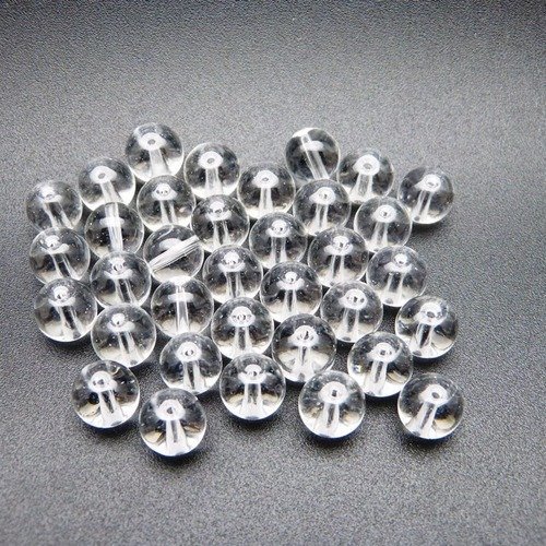 37 perles cristal de roche 10mm transparent naturelles - p0200