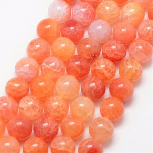 61 perles en agate veine de dragon 6mm orange - p0245