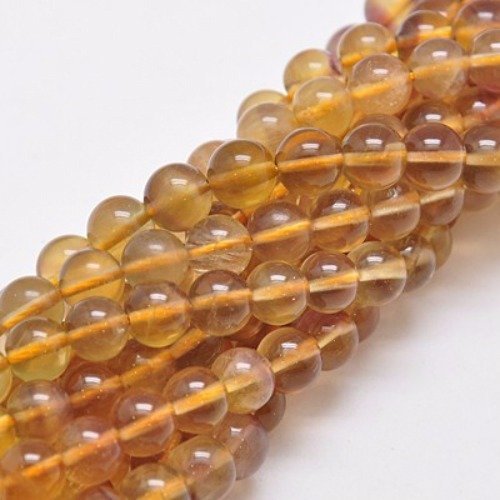 47 perles fluorite 8mm jaune naturelles - p0274