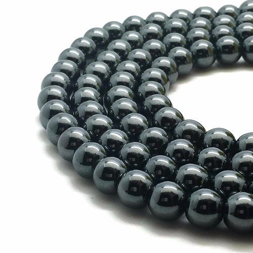 37 perles hématite 10mm noir naturelles - p0308