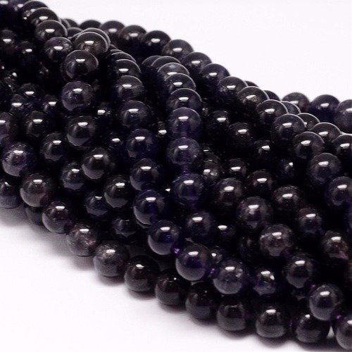 61 perles iolite 6mm violet naturelles - p0325