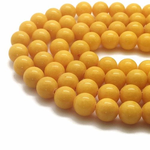 37 perles jade mashan jaune 10mm naturelles - p0363
