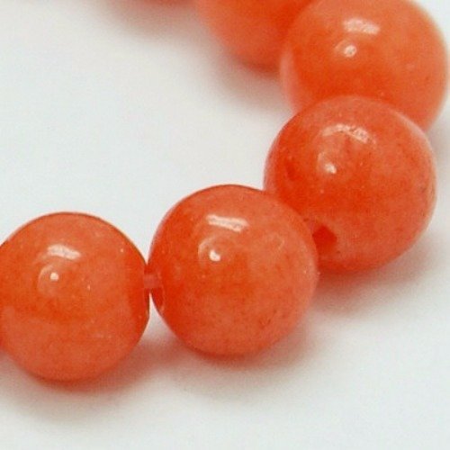 37 perles jade mashan orange 10mm naturelles - p0371