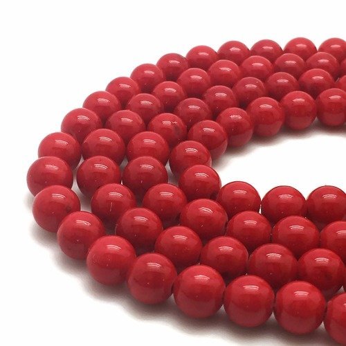 89 perles de jade mashan rouge 4mm naturelles - p0372